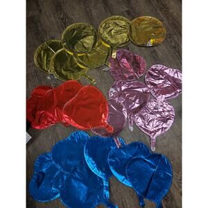 Red Pink Blue Gold Vintage Mini Small Mylar Balloons Set of 21